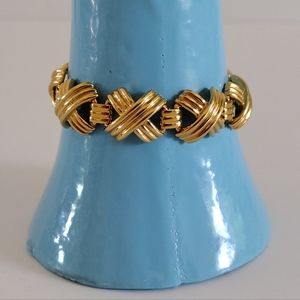Napier 90s Gold-Plated Chunky X Link Patent Bracelet